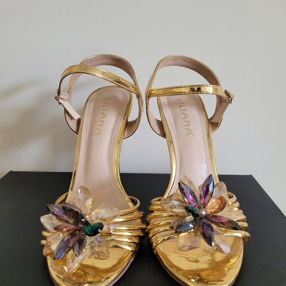 None Shoes - Lilliana Gold strappy heels